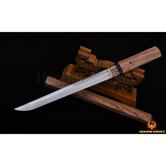  Hand Made Japanese TANTO Samurai Sword Clay Tempered Full Tang Blade Hualee SAYA