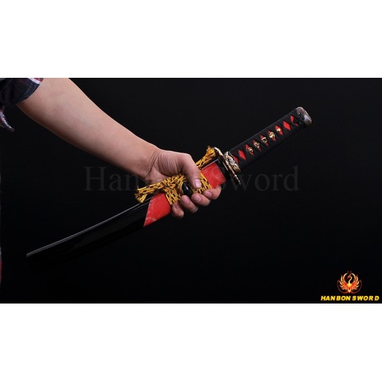 TOP QUALITY TRADITIONAL HAND MADE JAPANESE SAMURAI SWORD TANTO KOBUSE BLADE RAY SKIN SAYA