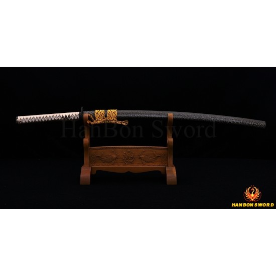 Fully Hand Forged Damascus Steel Clay Tempered Blade Bird Koshirae KATANA Japanese Samurai Sword