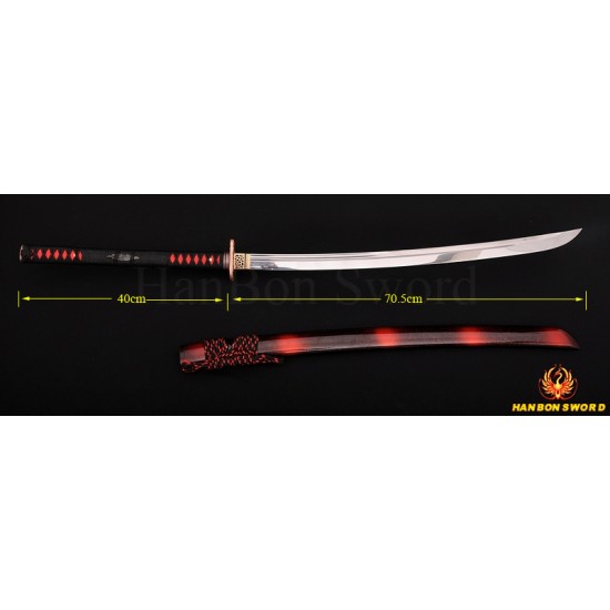 45" Traditional Hand Forged Japanese Samurai Naginata Sword Clay Tempered Full Tang Blade