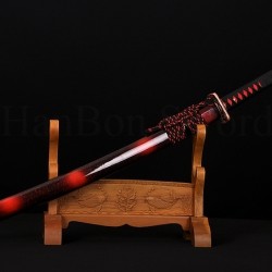 45" Traditional Hand Forged Japanese Samurai Naginata Sword Clay Tempered Full Tang Blade