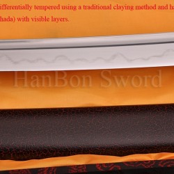 Fully Hand Forged Damascus Steel Clay Tempered Blade Snake&Monkey Koshirae Japanese Samurai Sword