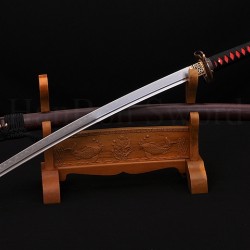 Fully Hand Forged Damascus Steel Clay Tempered Blade Snake&Monkey Koshirae Japanese Samurai Sword