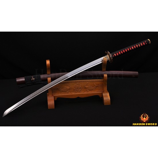 Fully Hand Forged Damascus Steel Clay Tempered Blade Snake&Monkey Koshirae Japanese Samurai Sword