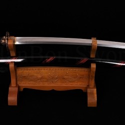 Fully Hand Forged Damascus Black&Red Steel Clay Tempered Blade Dragon Koshirae KATANA Japanese Samurai Sword
