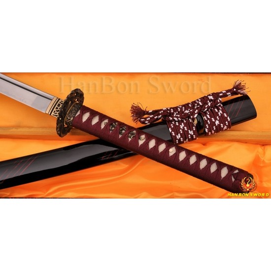 Fully Hand Forged Damascus Steel Clay Tempered Blade Flying Dragon Koshirae KATANA Japanese Samurai Sword