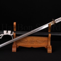 HAND MADE JAPANESE SAMURAI NINJA SWORD FISH KOSHIRAE CLAY TEMPERED FULL TANG BLADE