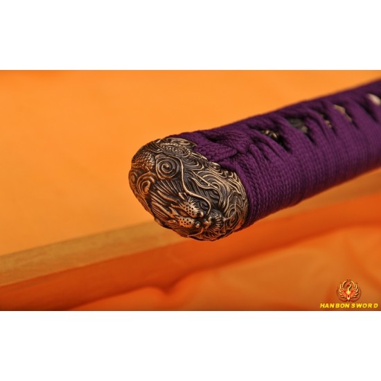 Hand Forged Black&Red Damascus Oil Quenched Full Tang Blade Dragon Koshirae KATANA Japanese Sword