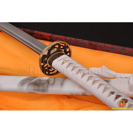 Damascus Folded Steel Full Tang Blade Japanese KATANA Samurai Sword