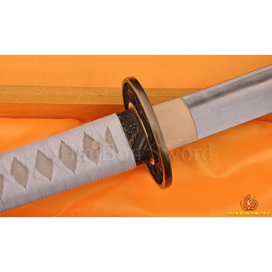 Damascus Folded Steel Full Tang Blade Japanese KATANA Samurai Sword