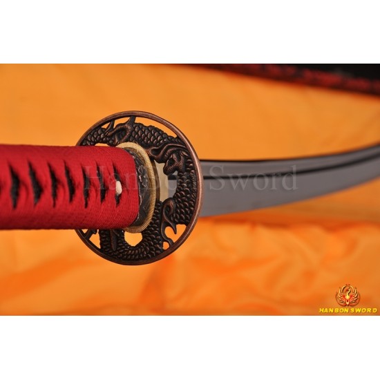 Japanese Iaido training sword KATANA full tang blade  Dragon theme fittings