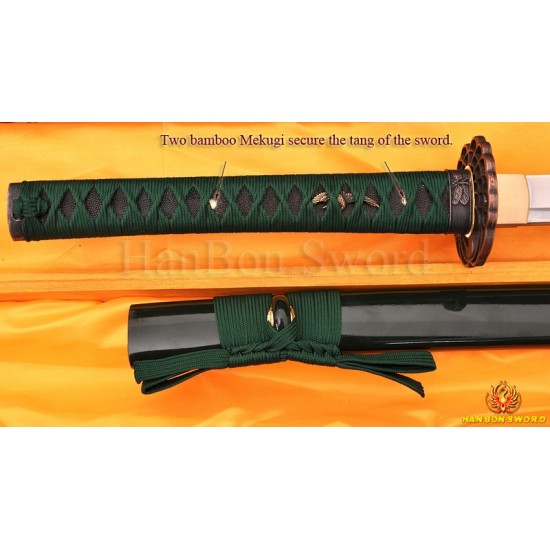 Hand made iaito japanese KATANA sword 1060 high carbon steel full tang blade crane theme