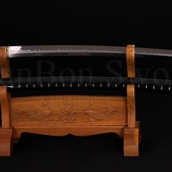 High Quality Japanese Samurai Sword KATANA Clay Tempered Blade Hazuya Polished Hawk Koshirae