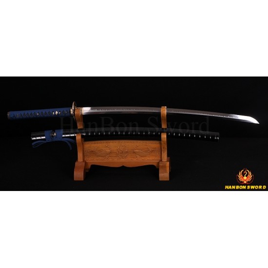 High Quality Japanese Samurai Sword KATANA Clay Tempered Blade Hazuya Polished Hawk Koshirae