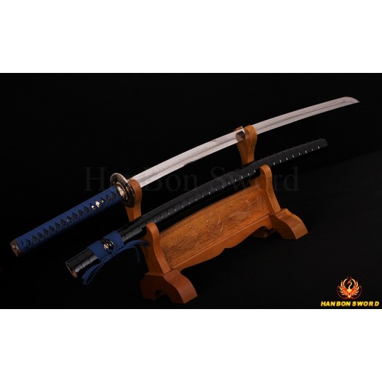 High Quality Japanese Samurai Sword KATANA Clay Tempered Blade Hazuya Polished Hawk Koshirae