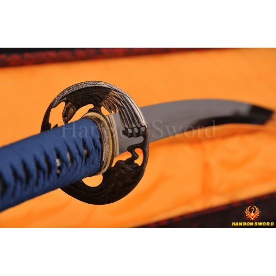 High Quality Japanese Samurai Sword KATANA Clay Tempered Blade Hazuya Polished Hawk Koshirae