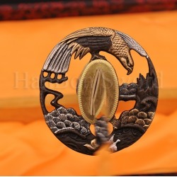 High Quality Japanese Samurai Sword KATANA Clay Tempered Blade Hazuya Polished Hawk Koshirae