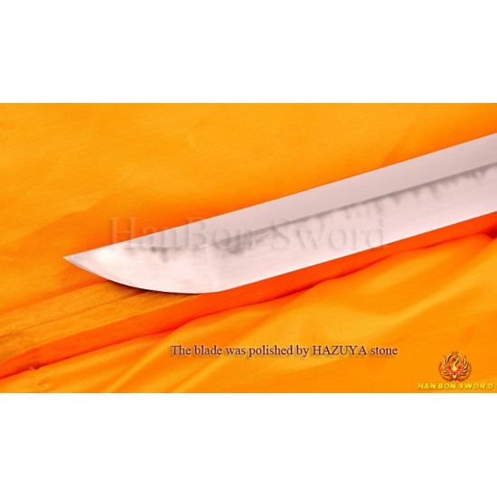 High Quality Japanese Samurai Sword KATANA Clay Tempered Blade Hazuya Polished Hawk Koshirae