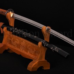Japanese KATANA Sword DAMASCUS STEEL BLADE BAMBOO THEME KOSHIRAE