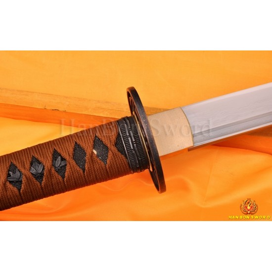 Japanese KATANA Sword DAMASCUS STEEL BLADE BAMBOO THEME KOSHIRAE