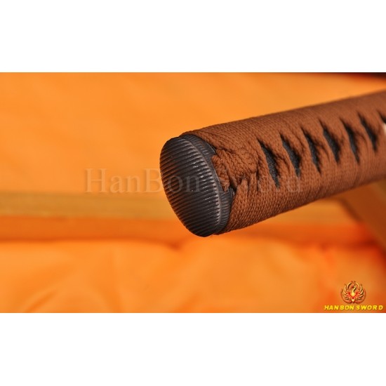 Japanese KATANA Sword DAMASCUS STEEL BLADE BAMBOO THEME KOSHIRAE