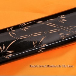 Japanese KATANA Sword DAMASCUS STEEL BLADE BAMBOO THEME KOSHIRAE