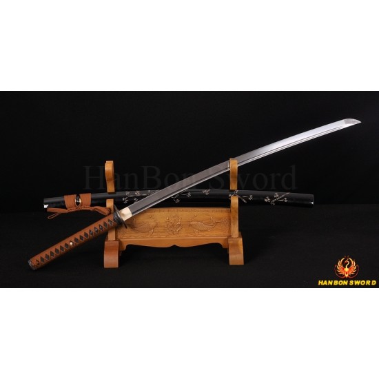 Japanese KATANA Sword DAMASCUS STEEL BLADE BAMBOO THEME KOSHIRAE