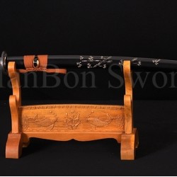 Japanese KATANA Sword DAMASCUS STEEL BLADE BAMBOO THEME KOSHIRAE