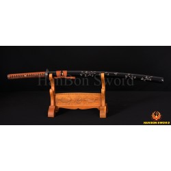Japanese KATANA Sword DAMASCUS STEEL BLADE BAMBOO THEME KOSHIRAE