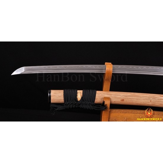 Hand Forged KATANA Folded Steel Clay Tempered Blade Dragon Musashi Koshirae Japanese Samurai Sword