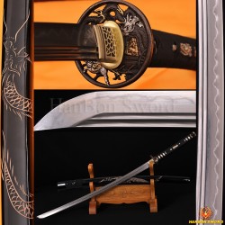 Damascus Steel Clay Tempered Blade Dragon Koshirae&Engraving Japanese Samurai Sword KATANA