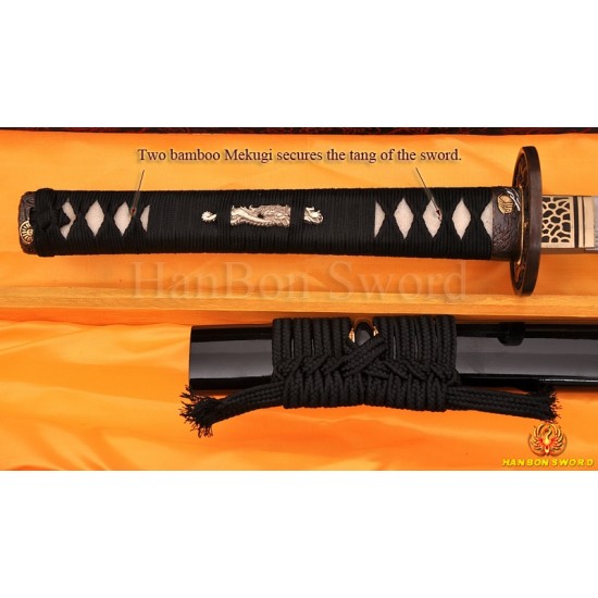 Damascus Steel Clay Tempered Blade Dragon Koshirae&Engraving Japanese Samurai Sword KATANA