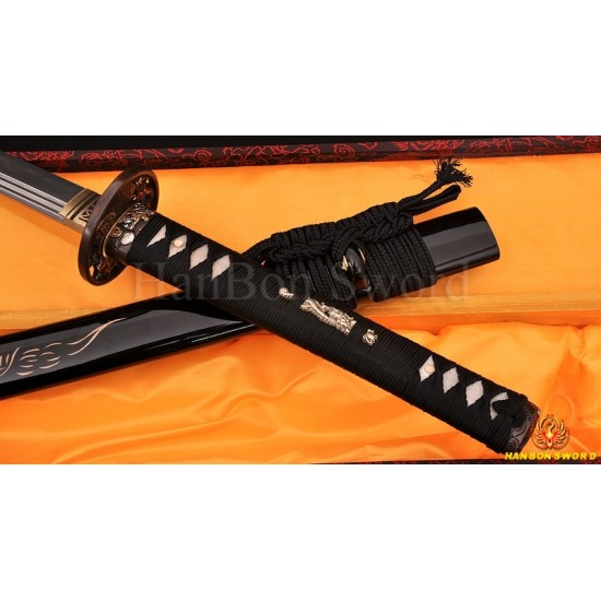 Damascus Steel Clay Tempered Blade Dragon Koshirae&Engraving Japanese Samurai Sword KATANA