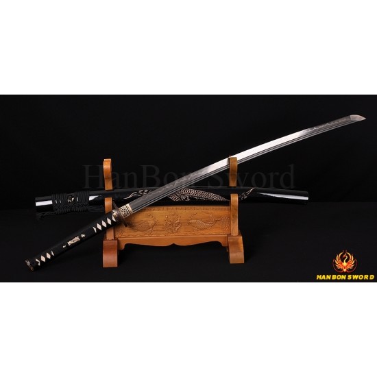 Damascus Steel Clay Tempered Blade Dragon Koshirae&Engraving Japanese Samurai Sword KATANA