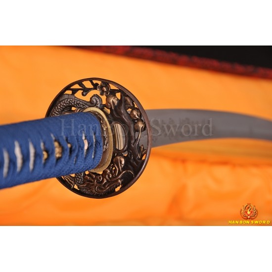 Japanese Dragon/Sakura KATANA Sword Hand Forged Damascus steel full tang blade