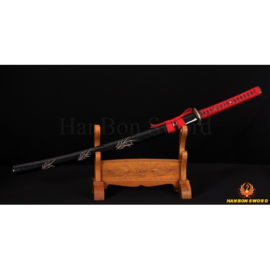 Japanese KATANA Samurai Sword 8196 layers Red Damascus Steel Blade 