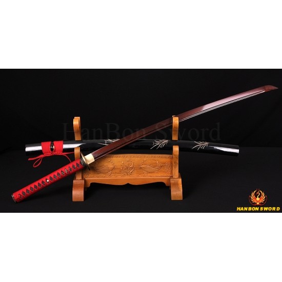 Japanese KATANA Samurai Sword 8196 layers Red Damascus Steel Blade 