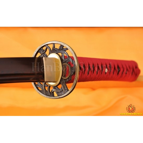 Japanese KATANA Samurai Sword 8196 layers Red Damascus Steel Blade 