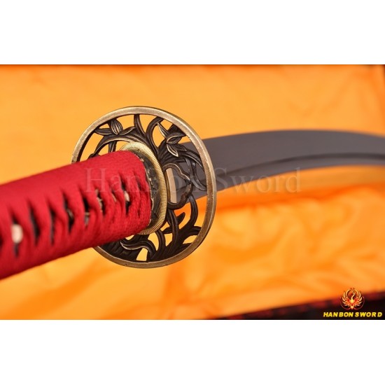 Japanese KATANA Samurai Sword 8196 layers Red Damascus Steel Blade 