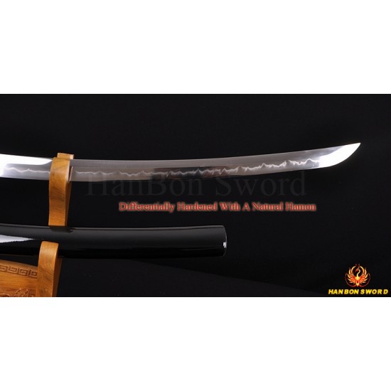 Japanese Samurai Sword KATANA 1.26" sori clay tempered blade Dragonfly theme fittings