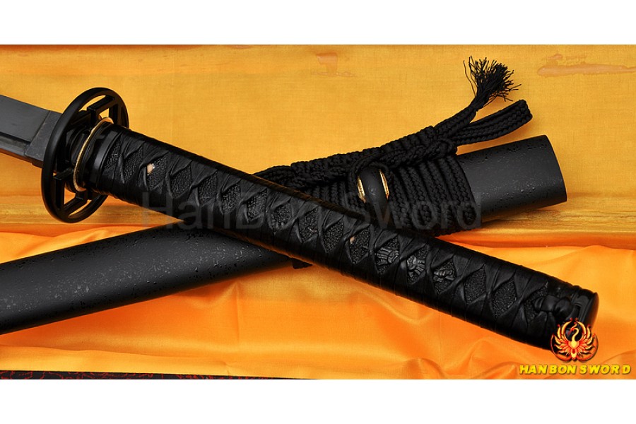 Hand Forged Black Ninjato Japanese Sword Black Full Tang Blade