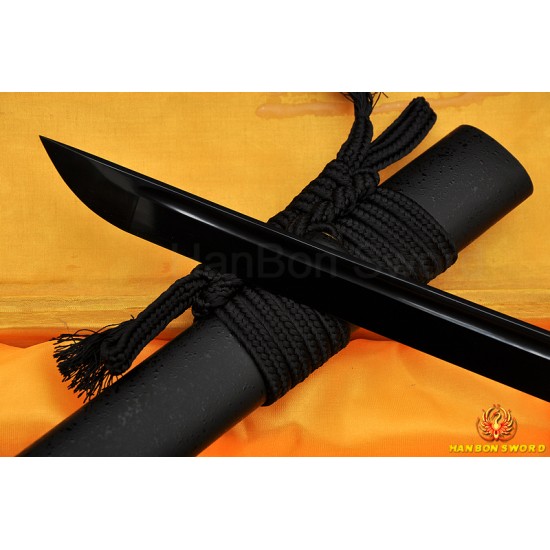 Functional Hand Forged Black Ninjato Japanese Ninja Sword Black Full Tang Blade 