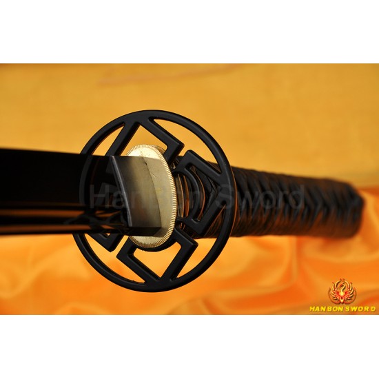 Functional Hand Forged Black Ninjato Japanese Ninja Sword Black Full Tang Blade 