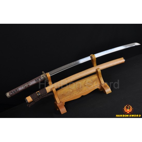 HANDMADE JAPANESE KATANA SAMURAI SWORD DRAGON KOSHIRAE LEATHER ITO HUALEE SAYA