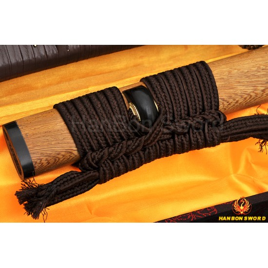 HANDMADE JAPANESE KATANA SAMURAI SWORD DRAGON KOSHIRAE LEATHER ITO HUALEE SAYA