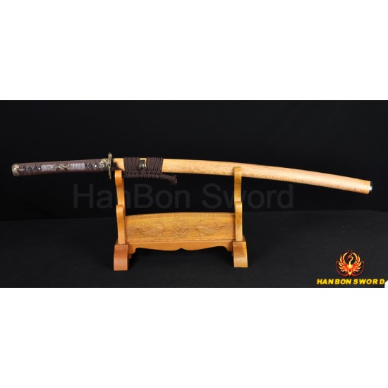 HANDMADE JAPANESE KATANA SAMURAI SWORD DRAGON KOSHIRAE LEATHER ITO HUALEE SAYA