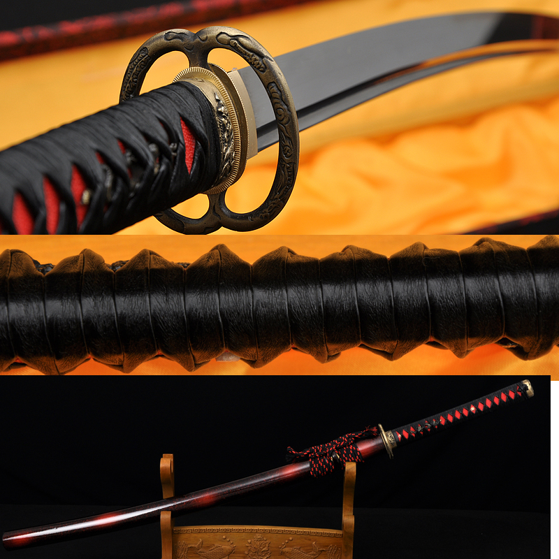 Leathe ITO Dragon Musashi TSUBA Full Tang Blade Oil Quenched
