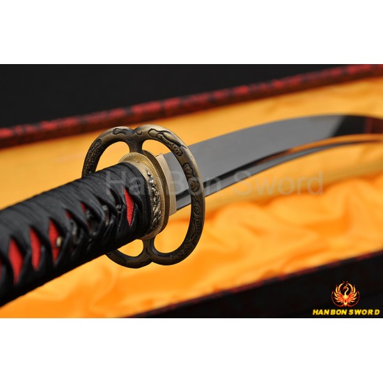 Leathe ITO Dragon Musashi TSUBA Full Tang Blade Oil Quenched JAPANESE KATANA SAMURAI SWORD