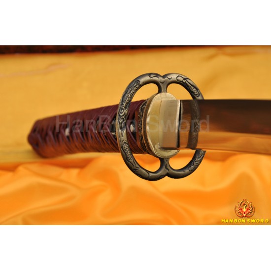 handmade Japanese Dragon Musashi KATANA sword Damascus steel full tang blade