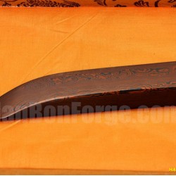 Black&Red Damascus Oil Quenched Full Tang Blade Tiger&Lion Koshirae Japanese Sword KATANA